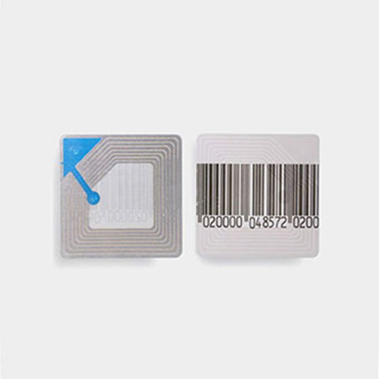 4*4cm Black EAS RF Label 8.2mhz With Barcode High Performance
